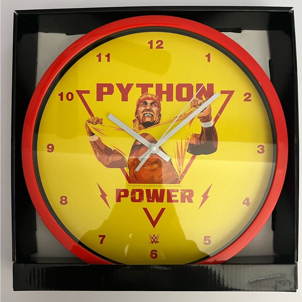 WWE Hulk Hogan Python Power 12” Wall Clock Decorative Yellow Red